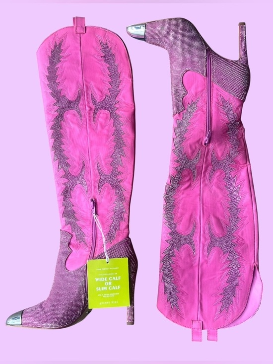 Gianni Bini Shoes - Pink Western Gianni Bini Knee High Rhinestone Cowgirl Boots